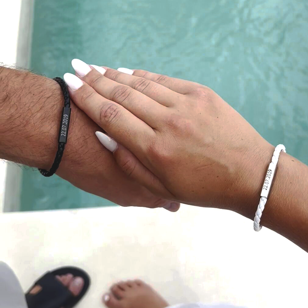 Magnetic Leather Bond Bracelets Set