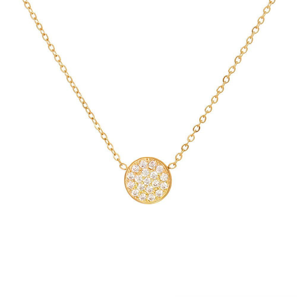 Dainty Diamond Speckled Birthstone Circle Necklace
