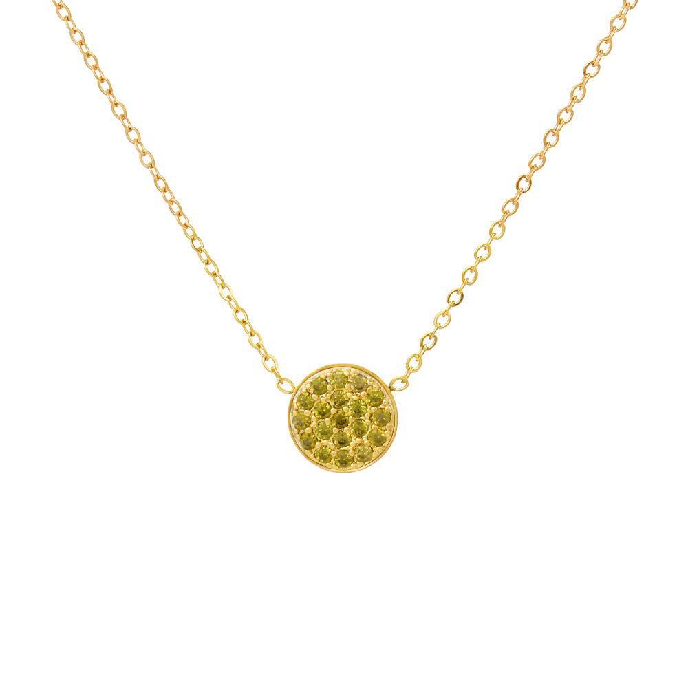 Dainty Diamond Speckled Birthstone Circle Necklace