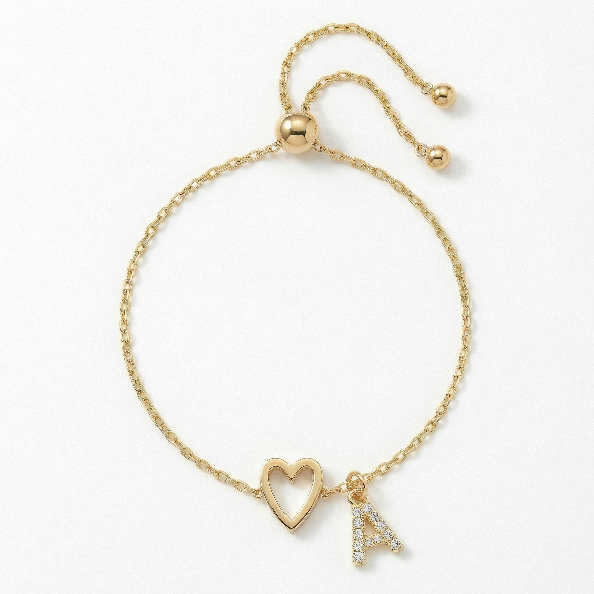 18k Linked Hearts Bond Initial Bracelets