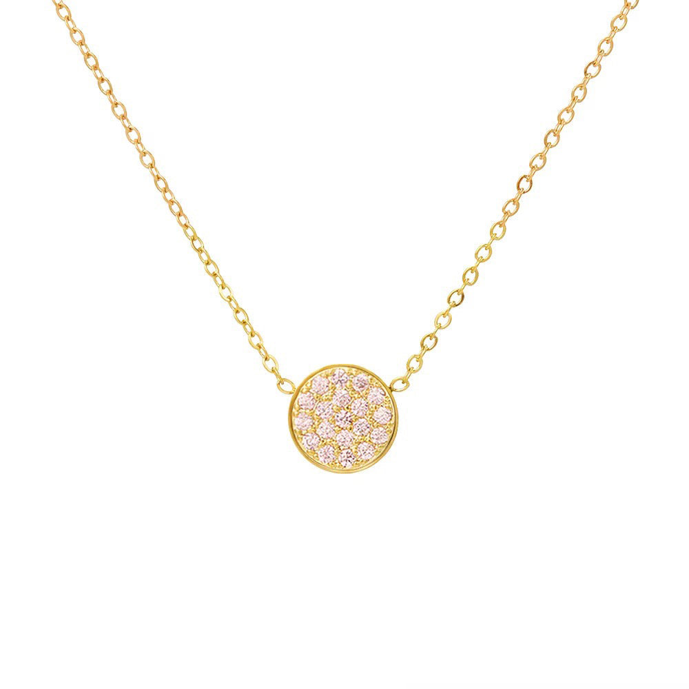 Dainty Diamond Speckled Birthstone Circle Necklace