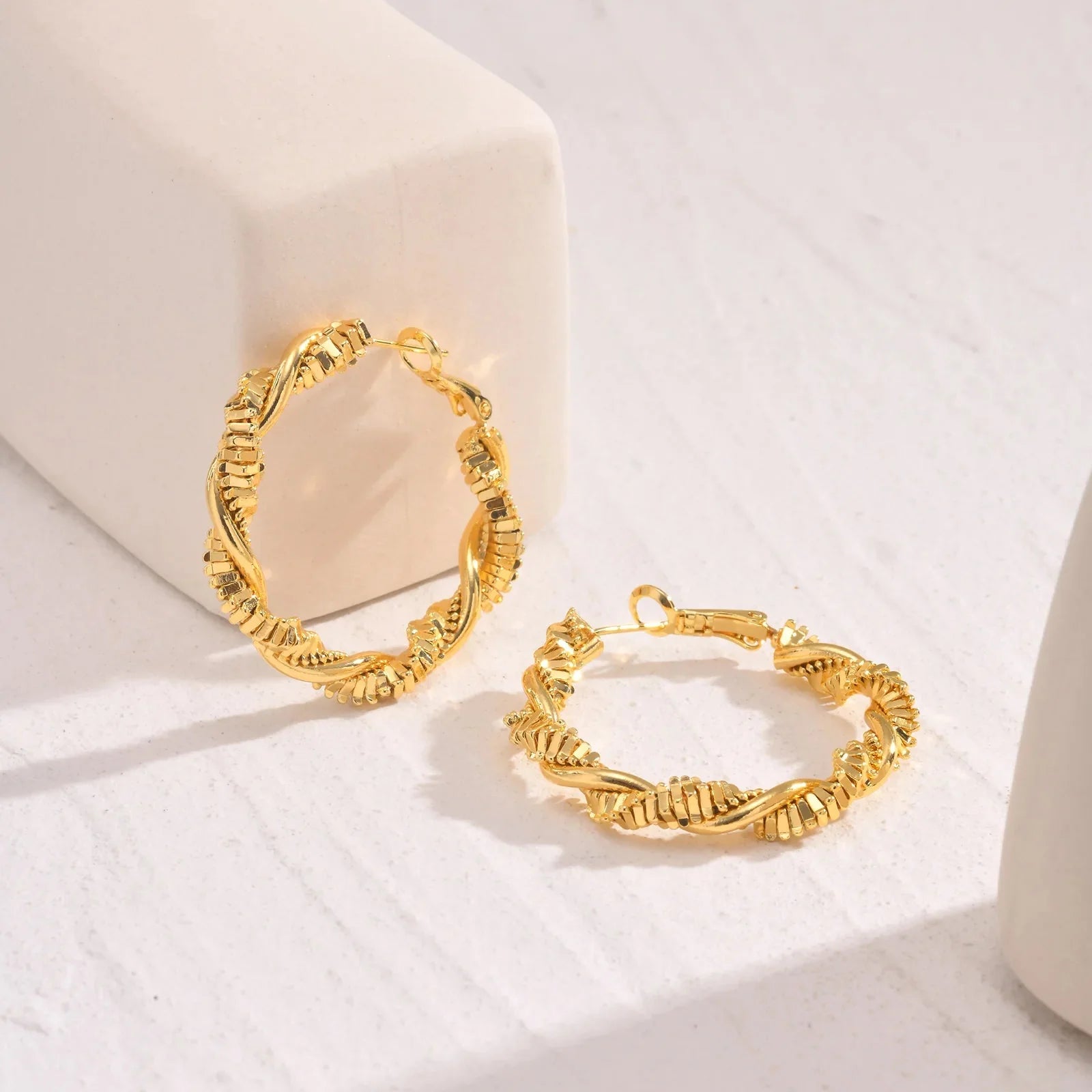 14k Deluxe Textured Spiral Hoop Earrings