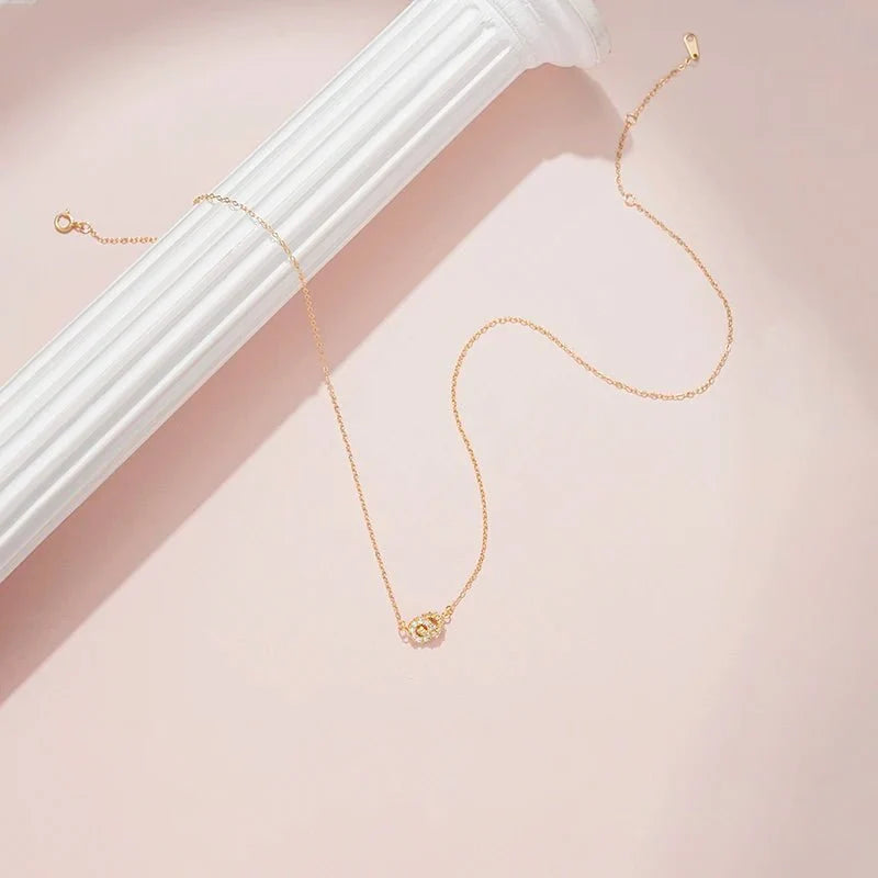 14K S925 Interlaced Diamond Circles Necklace