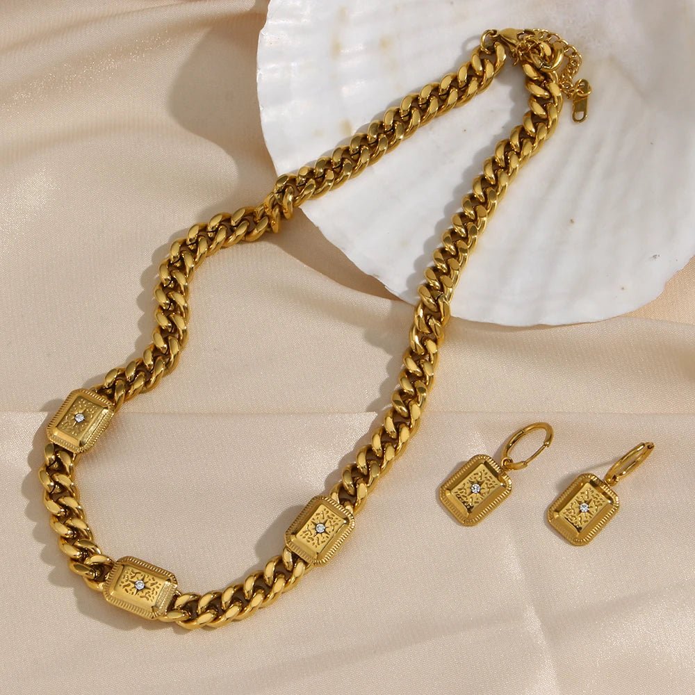 18k Cuban North Star Tarot Necklace and Earring