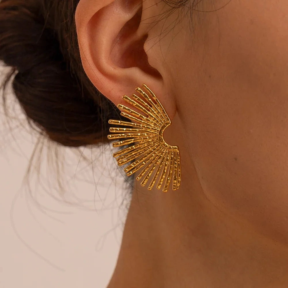 18k Half Sunshine Dainty Earrings