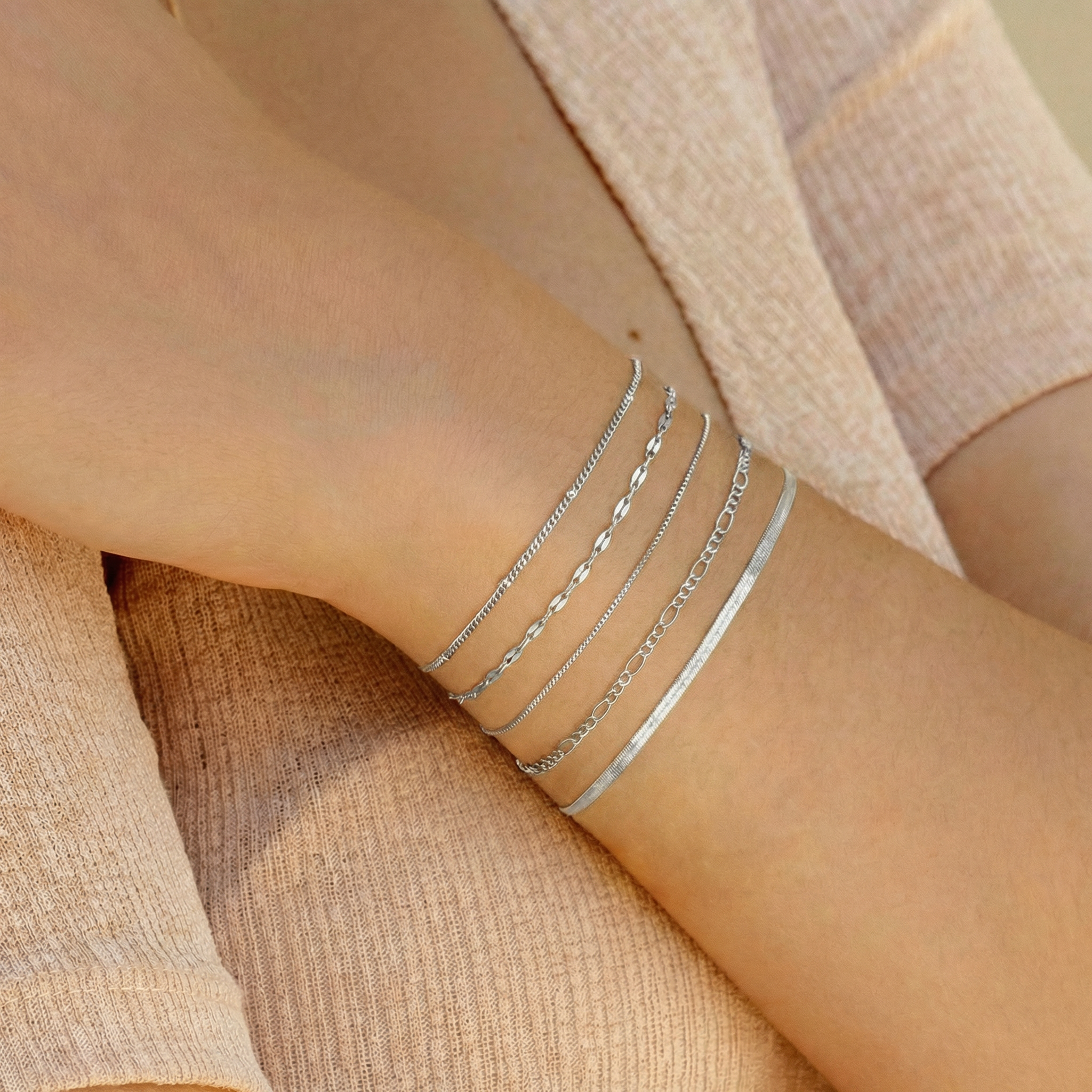 5pc Dainty Bracelets Stack