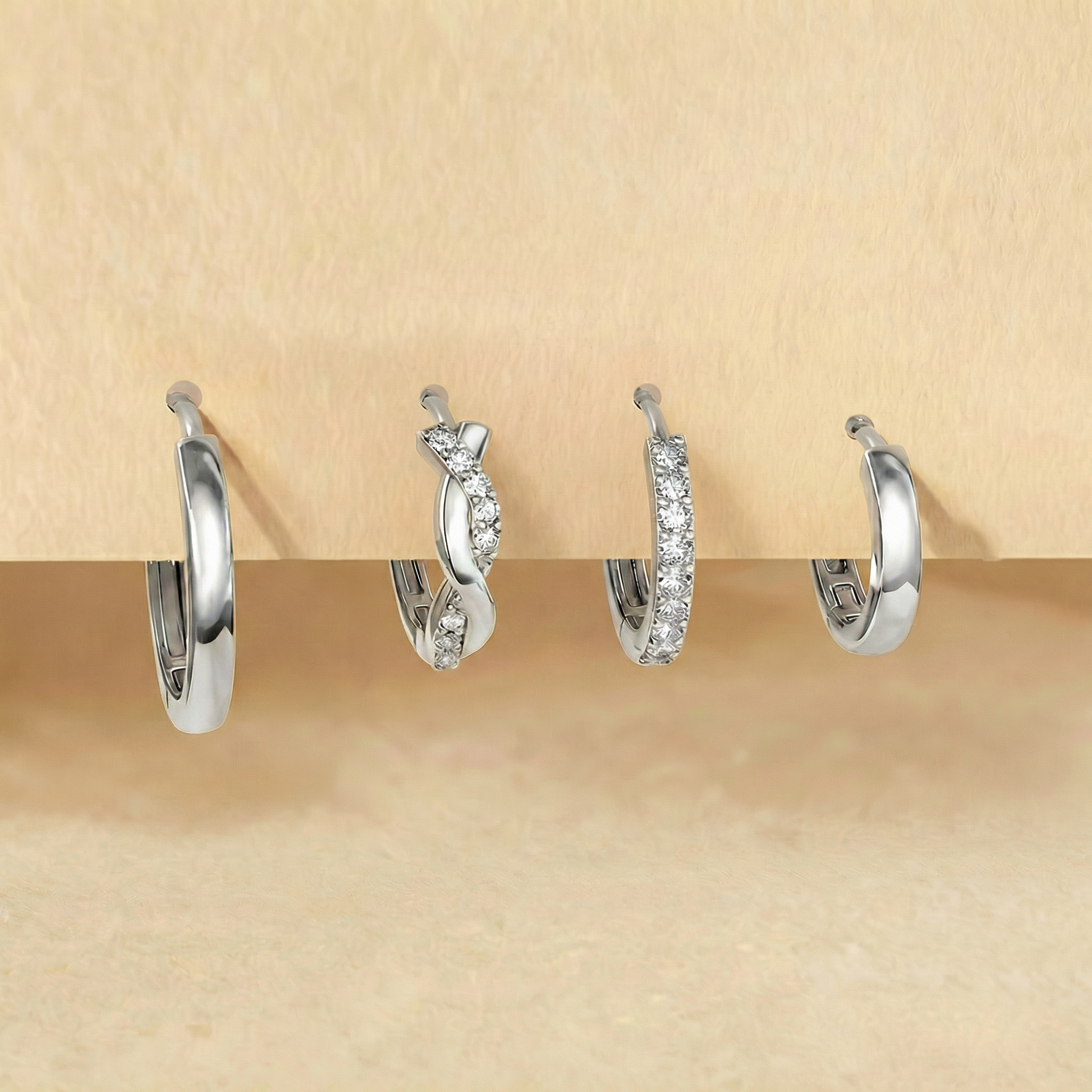 8pc Classic Huggie Hoop Earrings Set