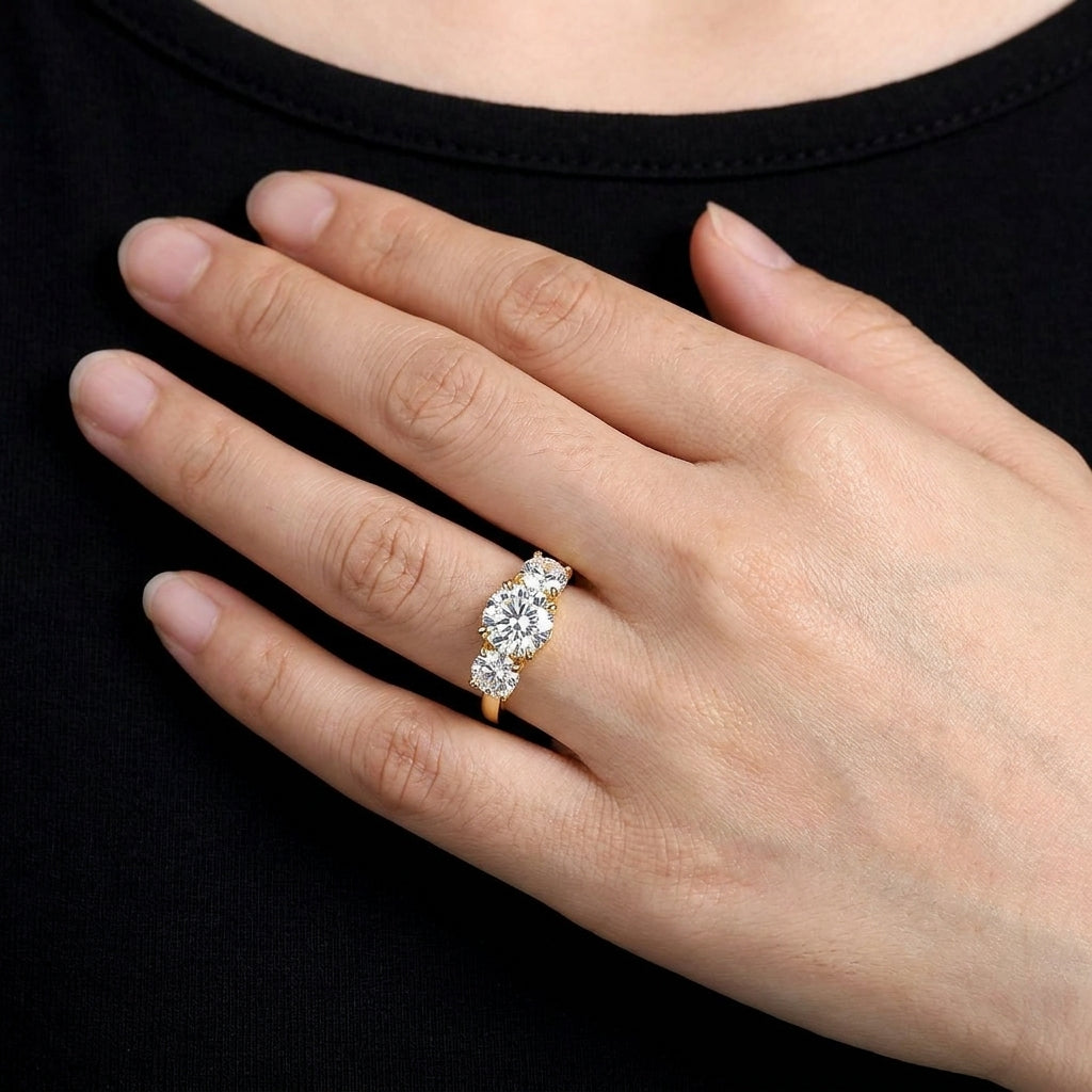 4CT 3 Moissanite Stone Set Ring