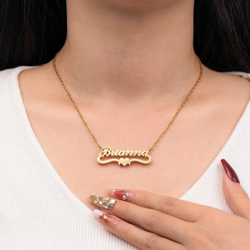 Personalized Name Plate Heart Necklace