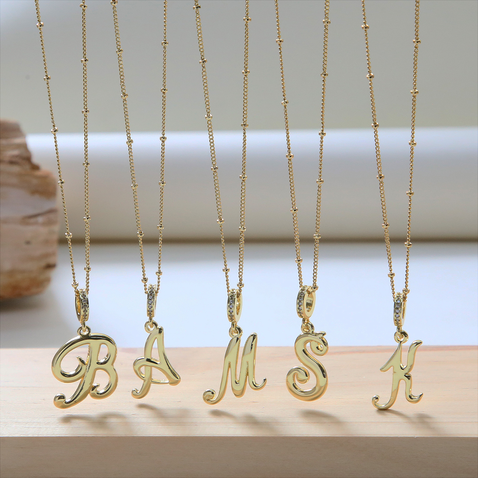 Elegant Cursive Font Satellite Chain Initial Necklace