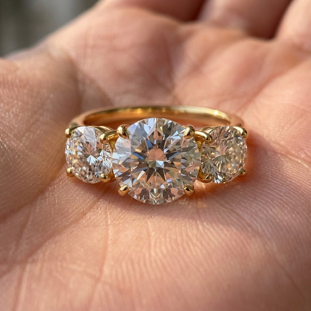 4CT 3 Moissanite Stone Set Ring