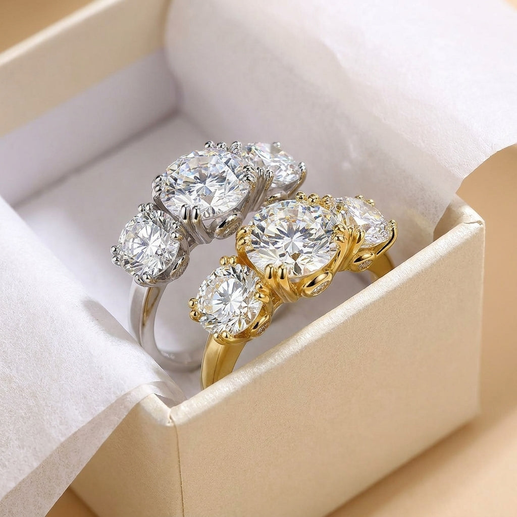 4CT 3 Moissanite Stone Set Ring