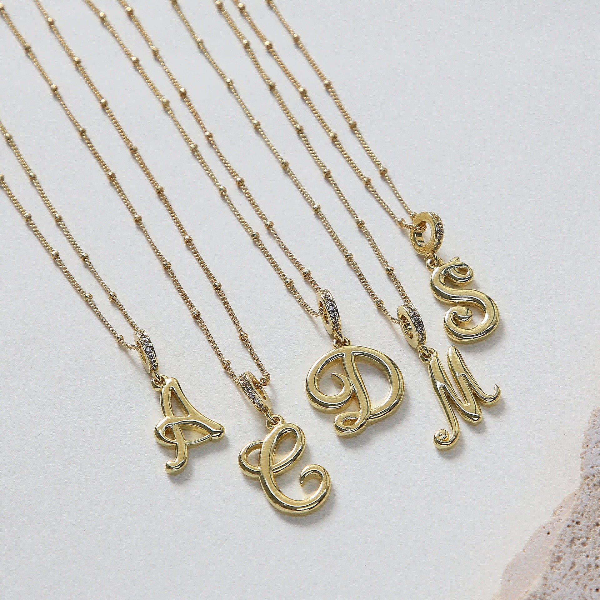 Elegant Cursive Font Satellite Chain Initial Necklace