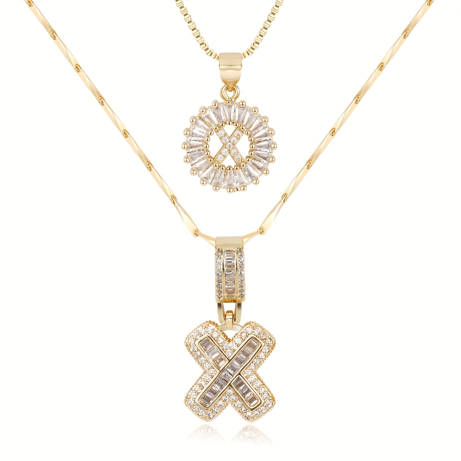 2pc 14k Diamond Letter Initial Necklaces