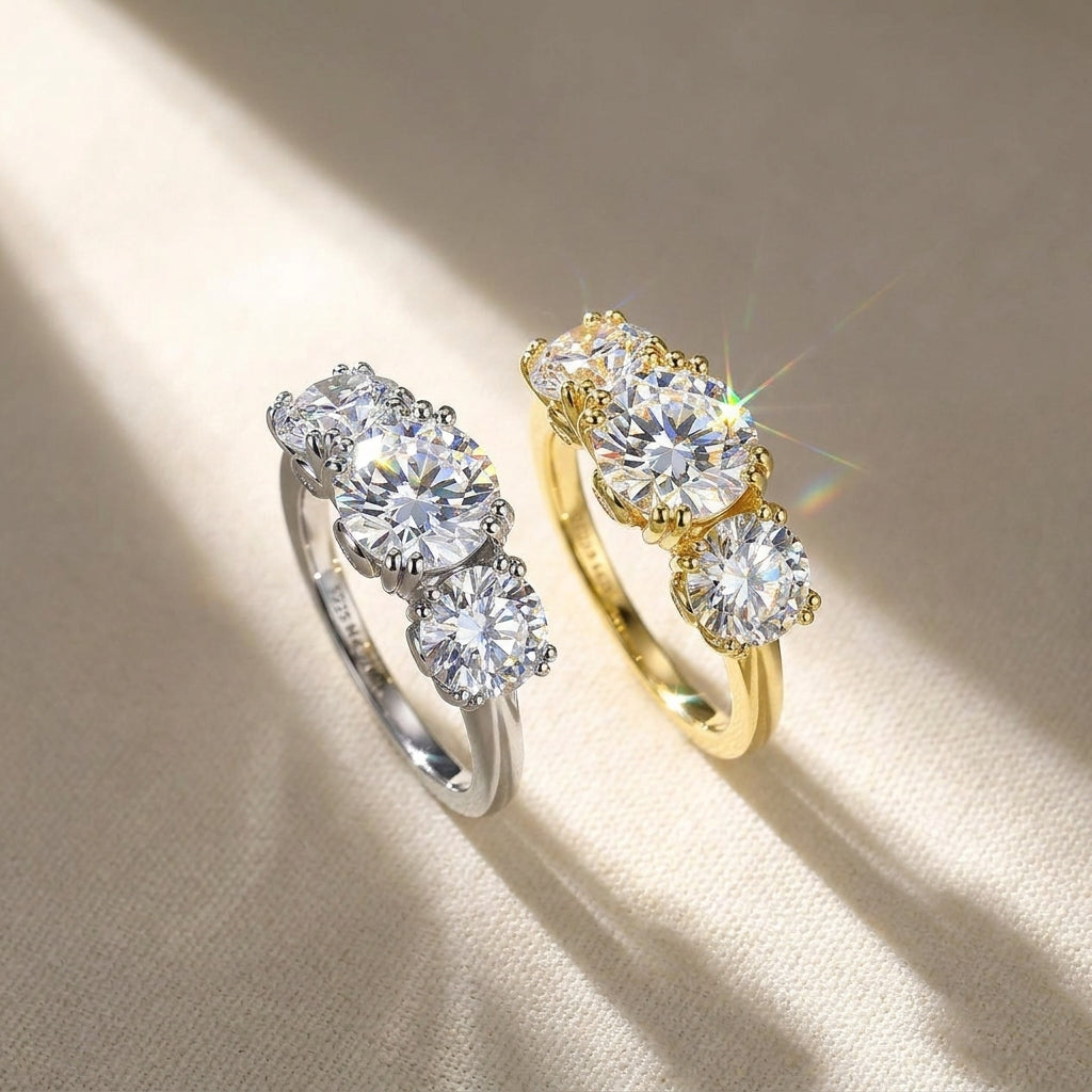 4CT 3 Moissanite Stone Set Ring