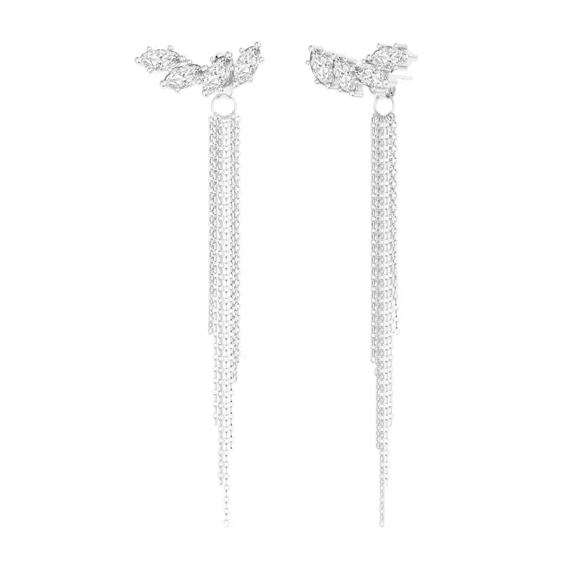 14k Tassel Chain Hoop Earrings