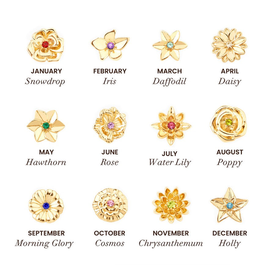 Dainty Birthflower & Birthstone Bracelet