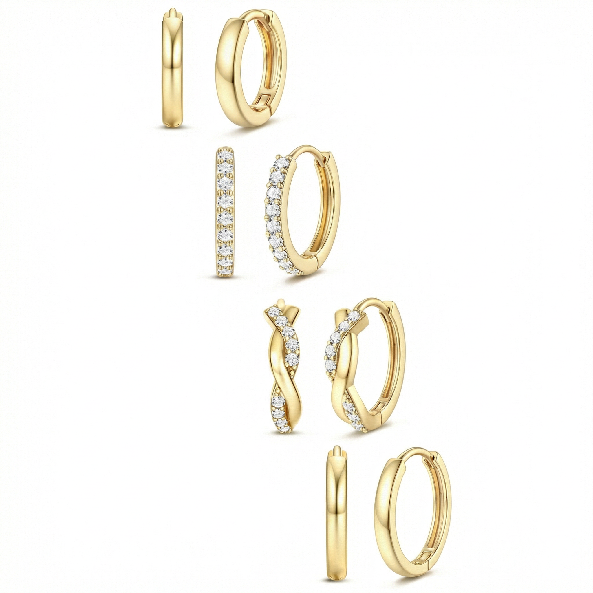 8pc Classic Huggie Hoop Earrings Set