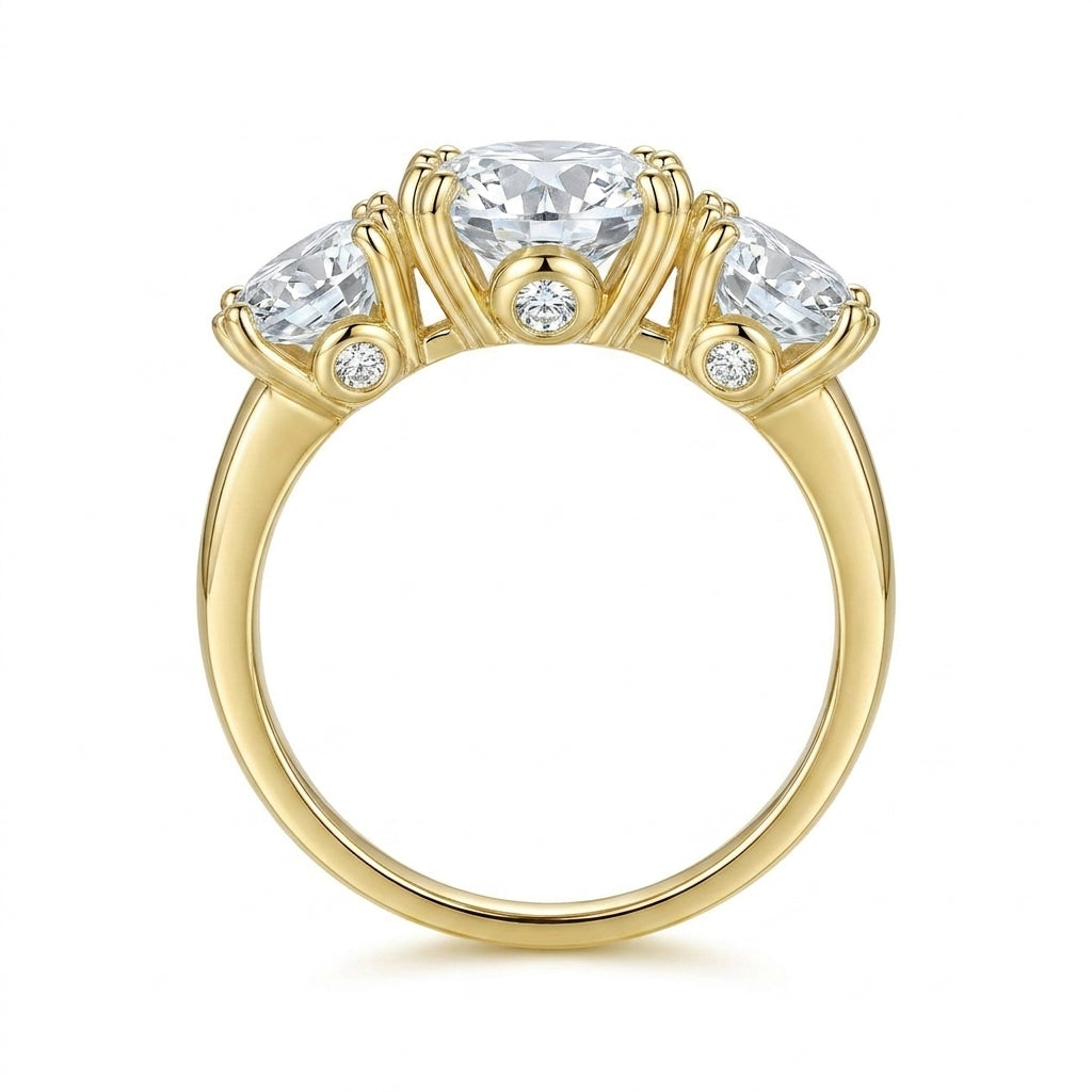 4CT 3 Moissanite Stone Set Ring
