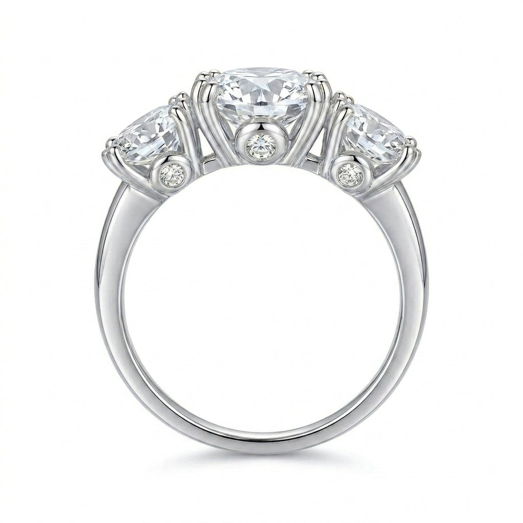 4CT 3 Moissanite Stone Set Ring