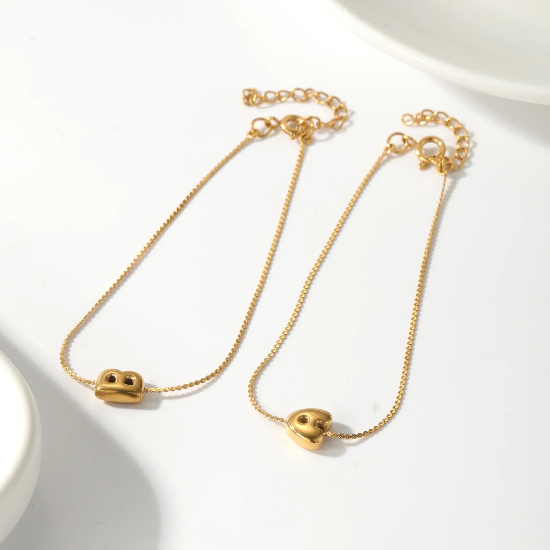 Dainty Bubble Letter Initial Bracelet
