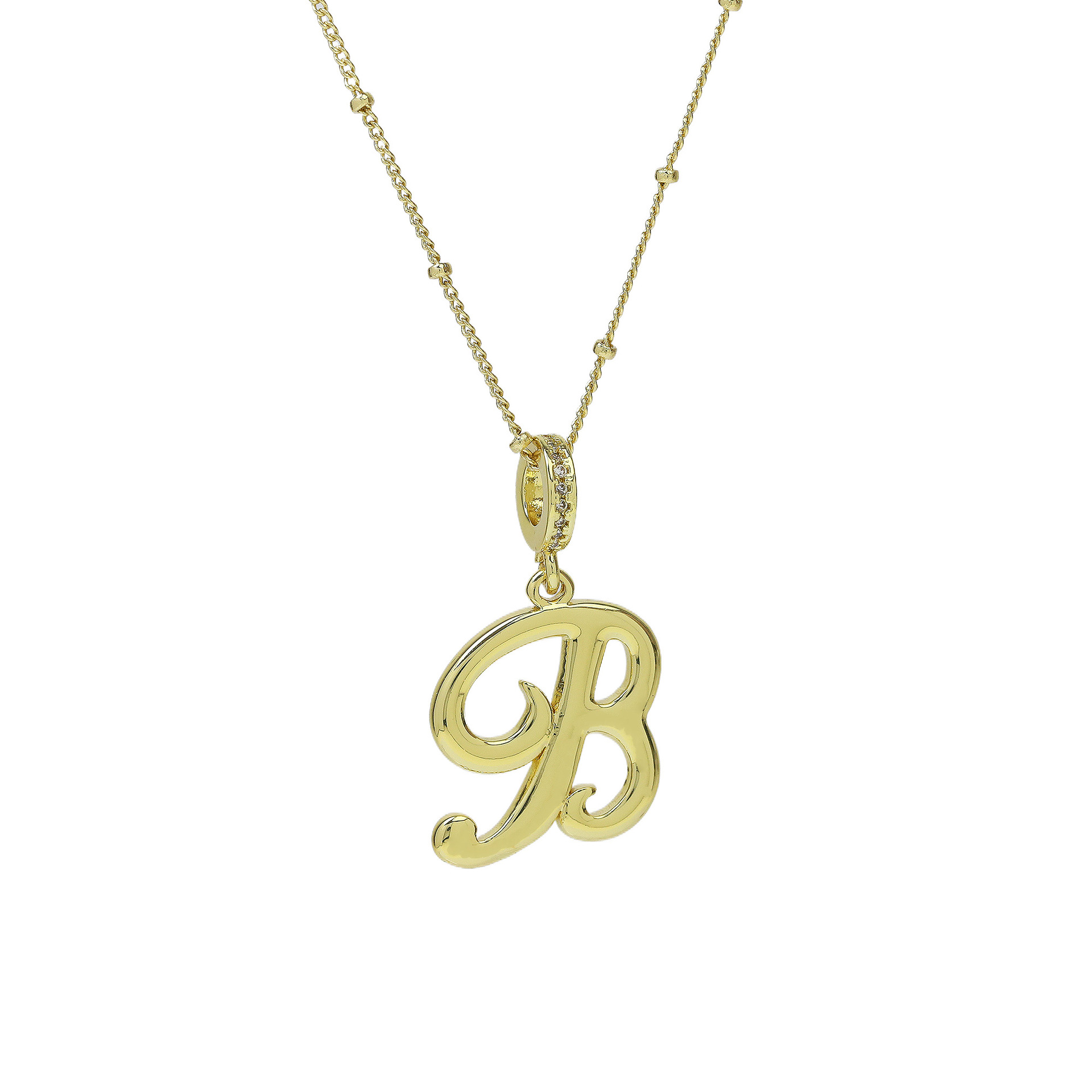 Elegant Cursive Font Satellite Chain Initial Necklace