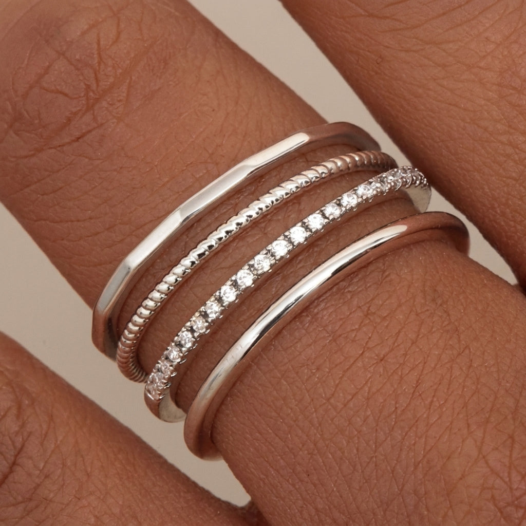 4pc 14k Dainty Ring Stack