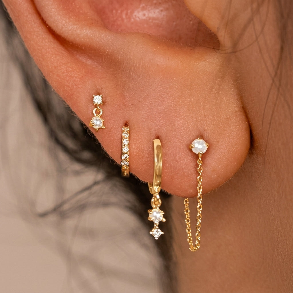 Elegant Rhinestone Earrings Stack