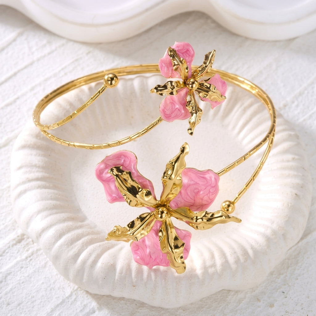 Tropical Open Floral Arm Bracelet