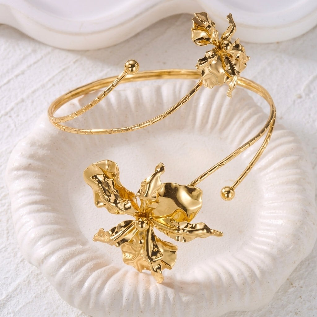 Tropical Open Floral Arm Bracelet
