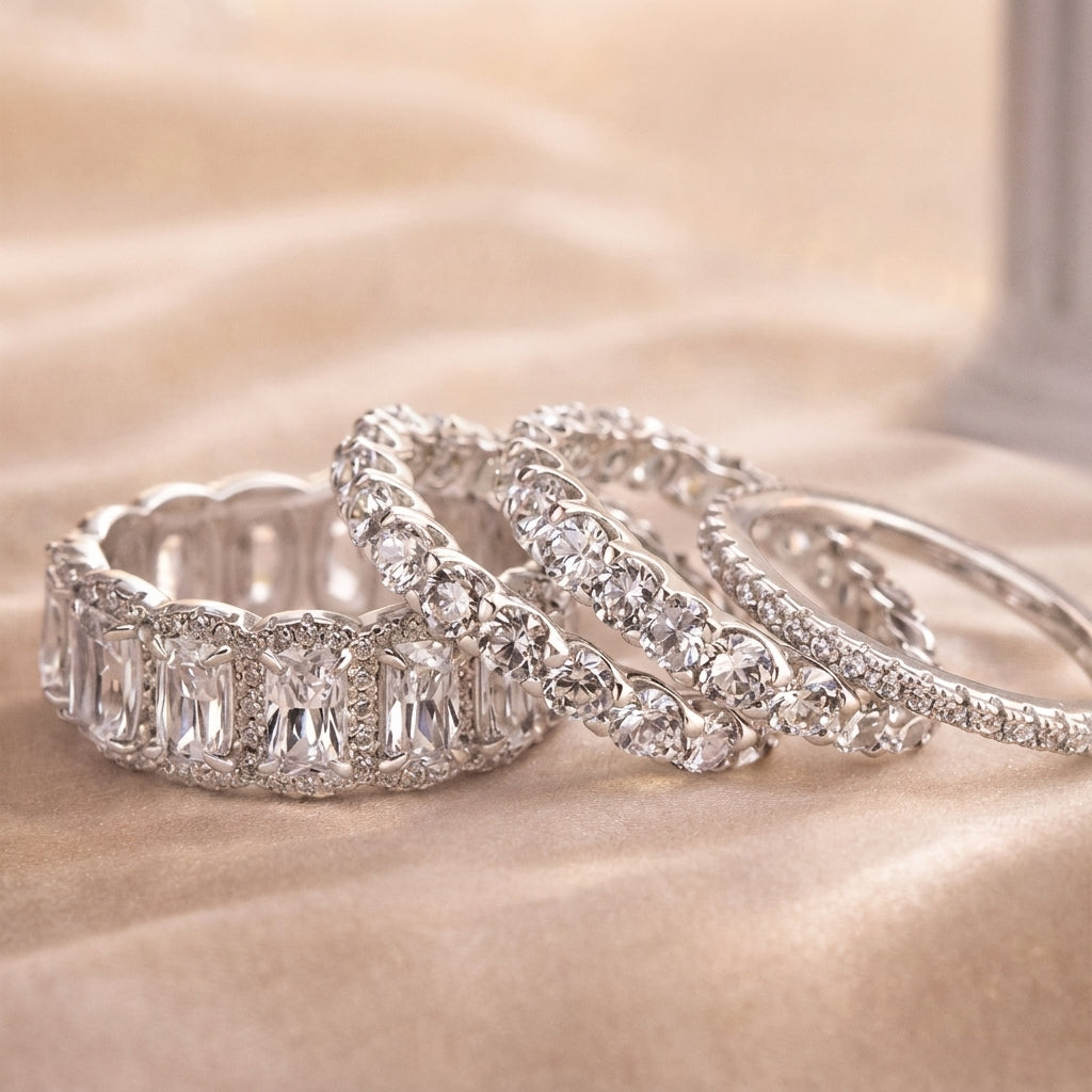 4pc Diamond Accented Stackable Rings Set
