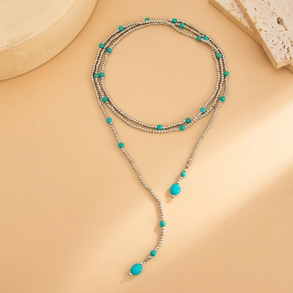 Turquoise Beaded Custom Wrap Necklace