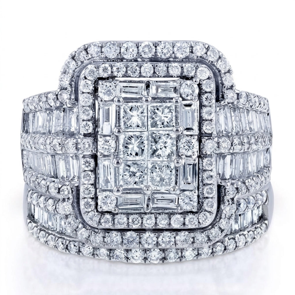 2pc Chunky Diamond Statement Ring