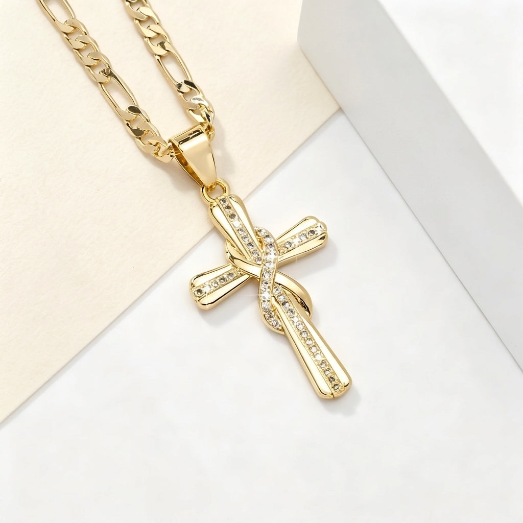 14k Diamond Accented Infinity Cross Necklace