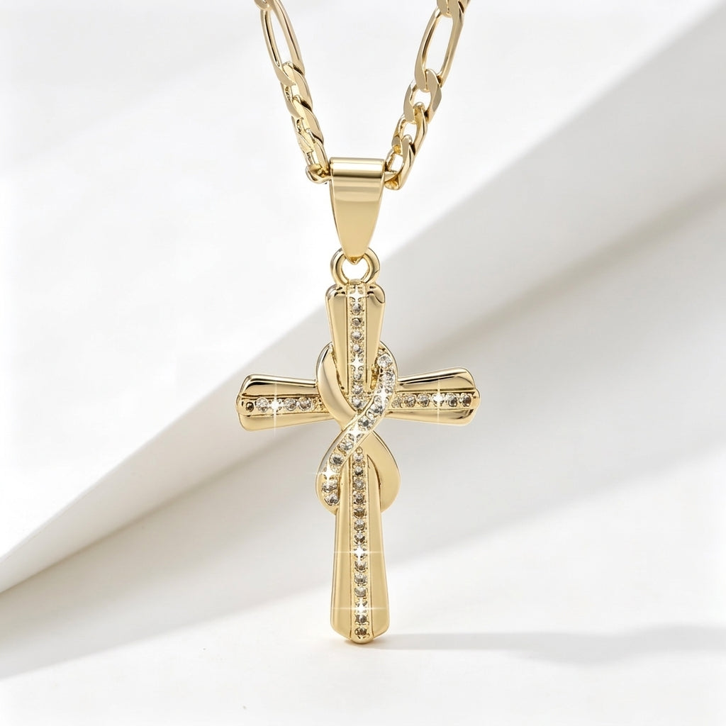 14k Diamond Accented Infinity Cross Necklace