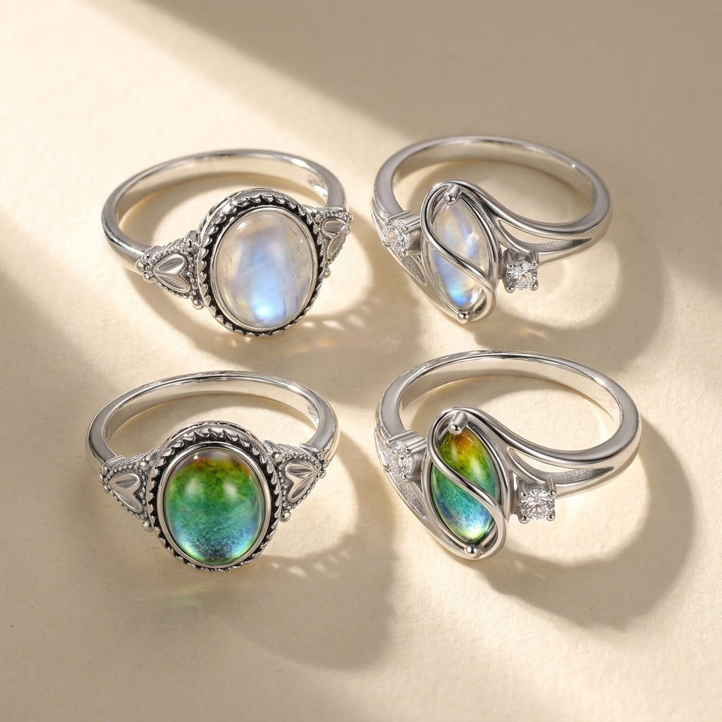 Vintage Inspired Diamond Accented Mood Ring
