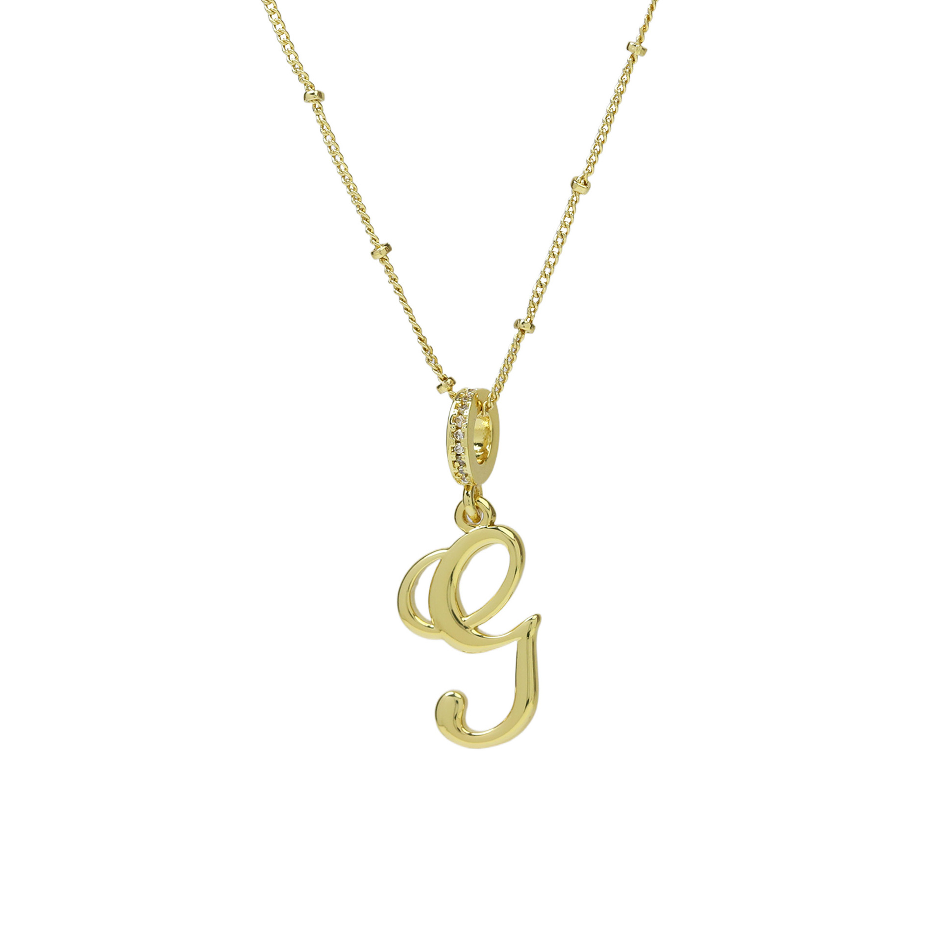 Elegant Cursive Font Satellite Chain Initial Necklace