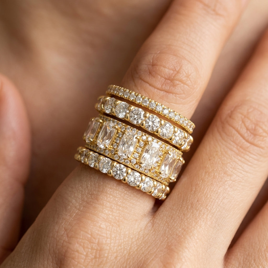 4pc Diamond Accented Stackable Rings Set