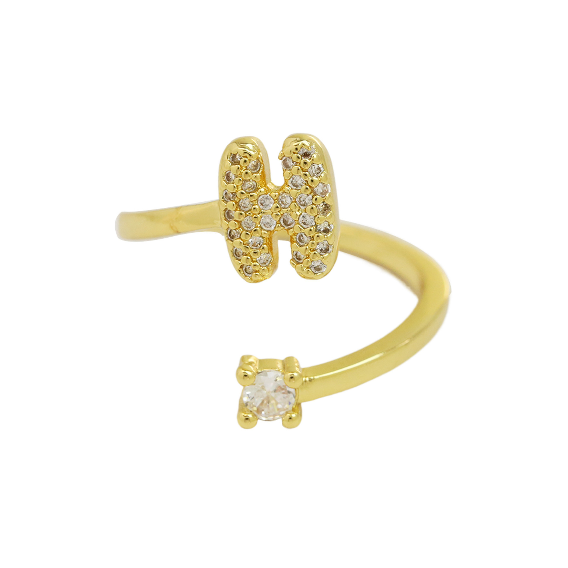 Dainty Bubble Diamond Wrap Initial Ring