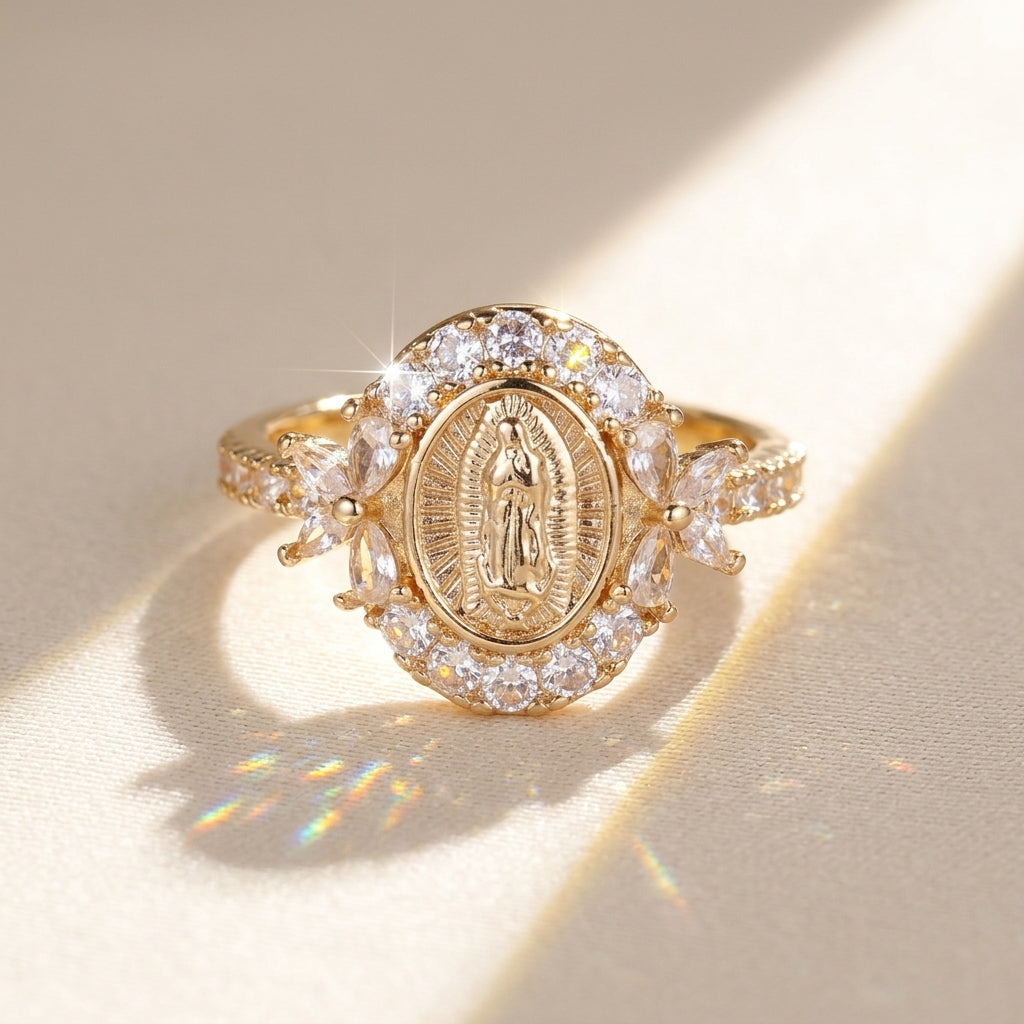 Diamond Accented Virgin Mary Ring