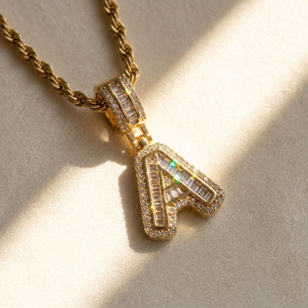 Chunky Initial Rope Chain Necklace