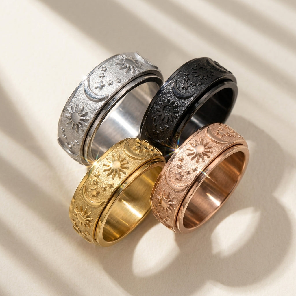 Spinning Anxiety Relief Astrology Sun & Moon Ring