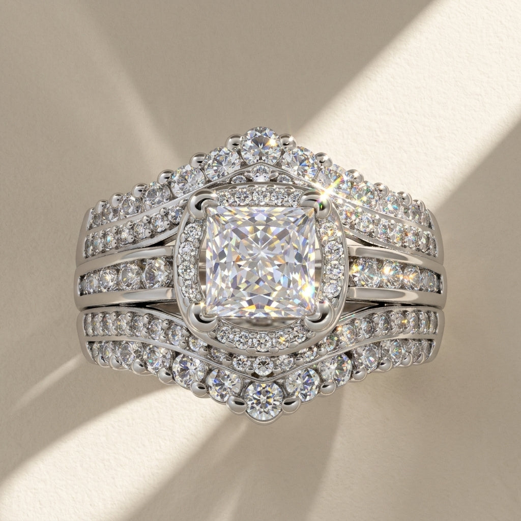 Statement Princess Cut Square Center Ring