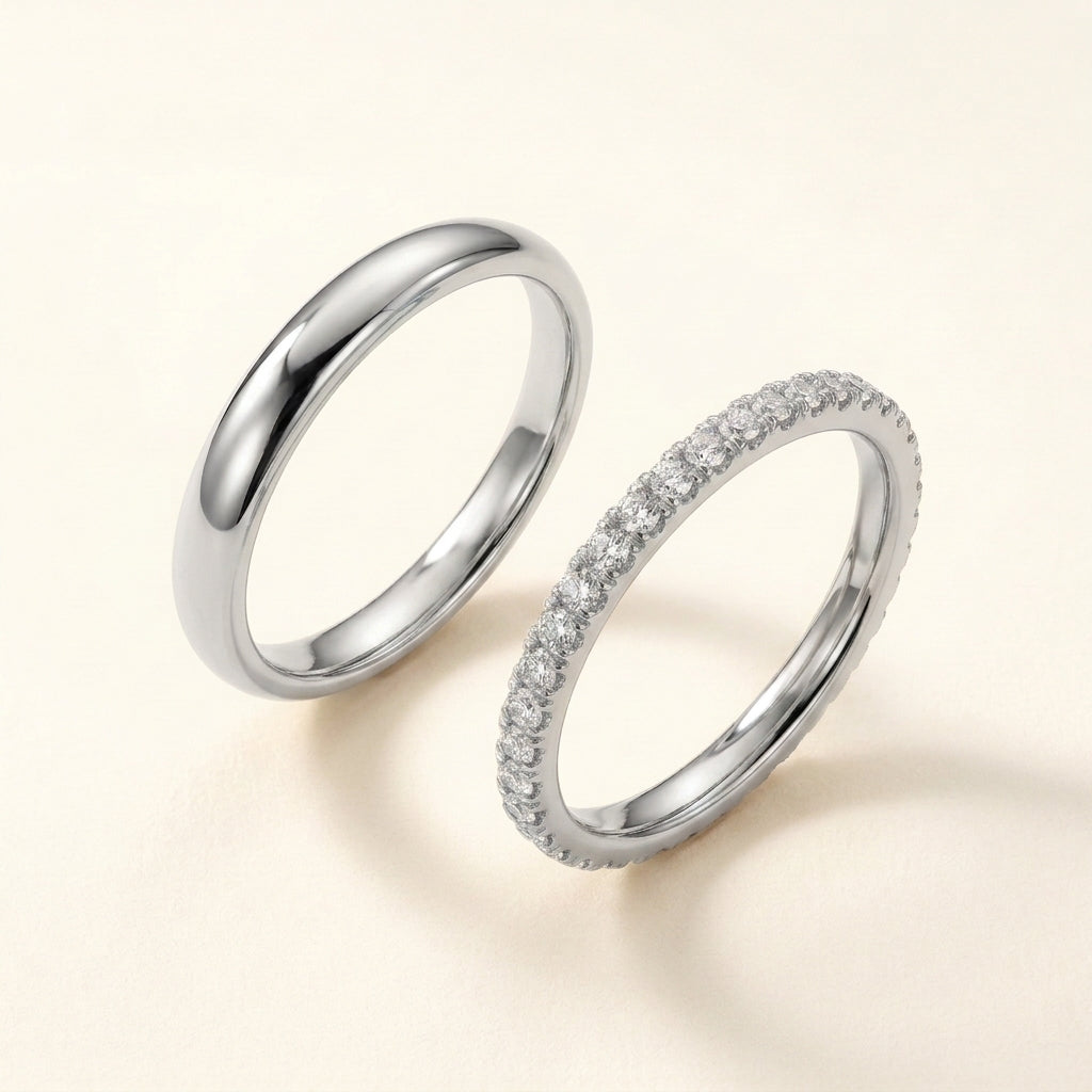 2pc CZ + Smooth Finish Stacking Rings