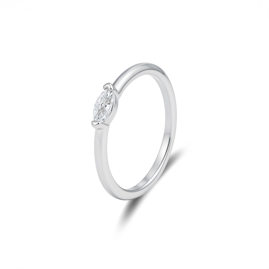 Minimal Oval Stone Set Ring