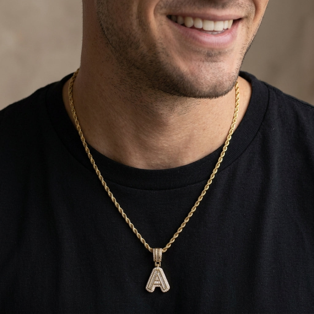 Chunky Initial Rope Chain Necklace