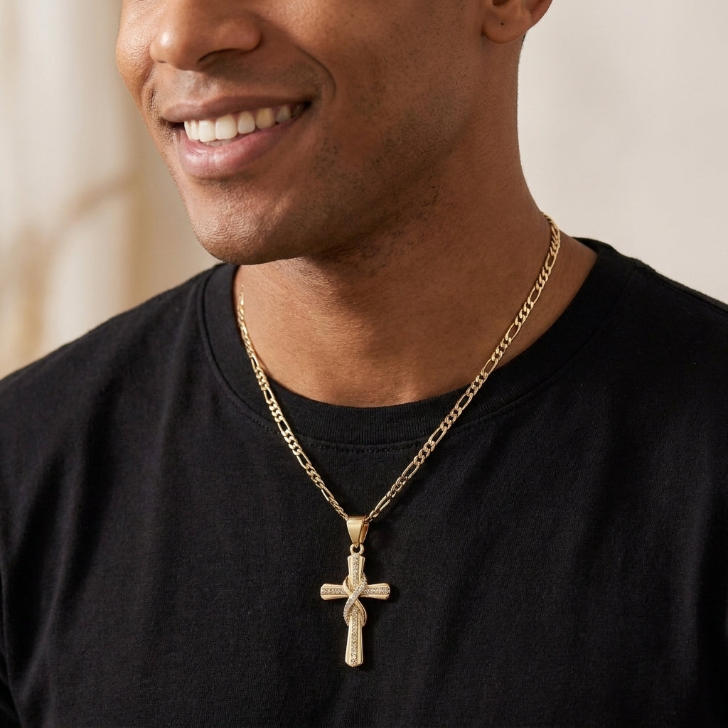 14k Diamond Accented Infinity Cross Necklace