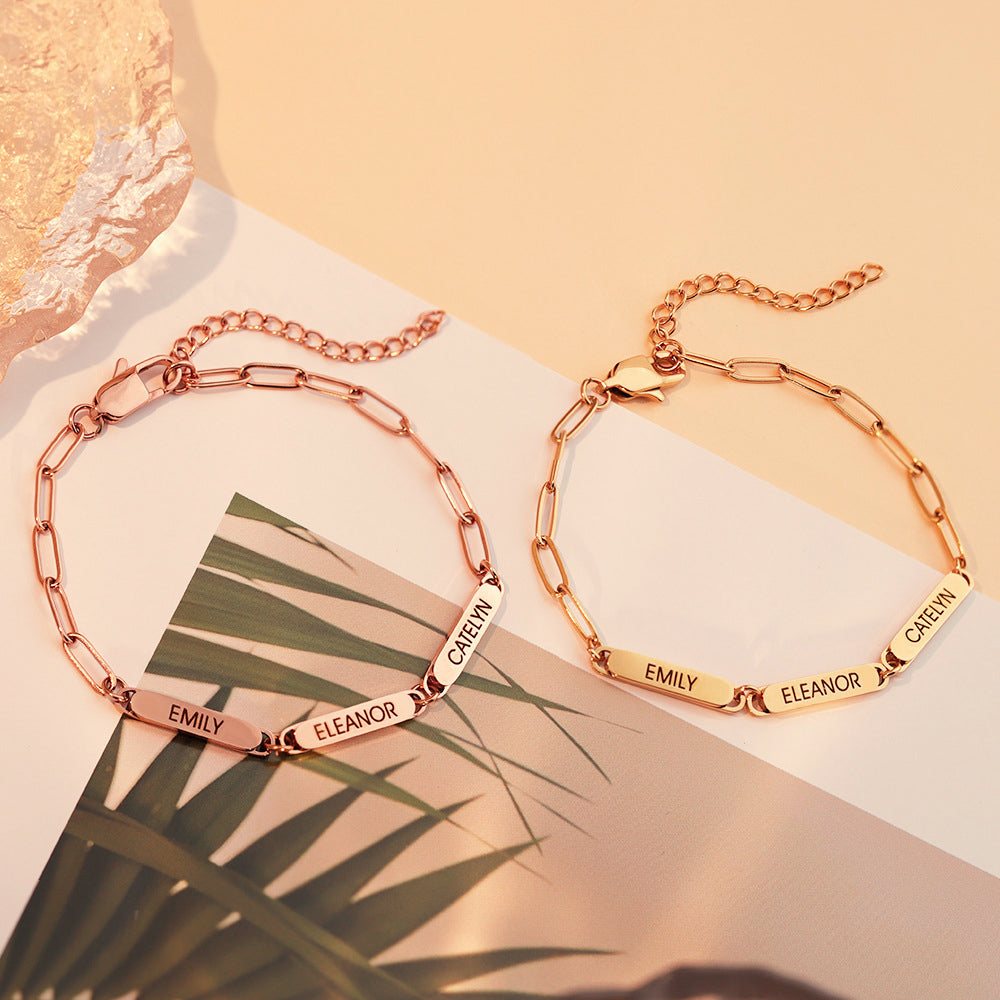 Personalized Family Names Paperclip Bracelet