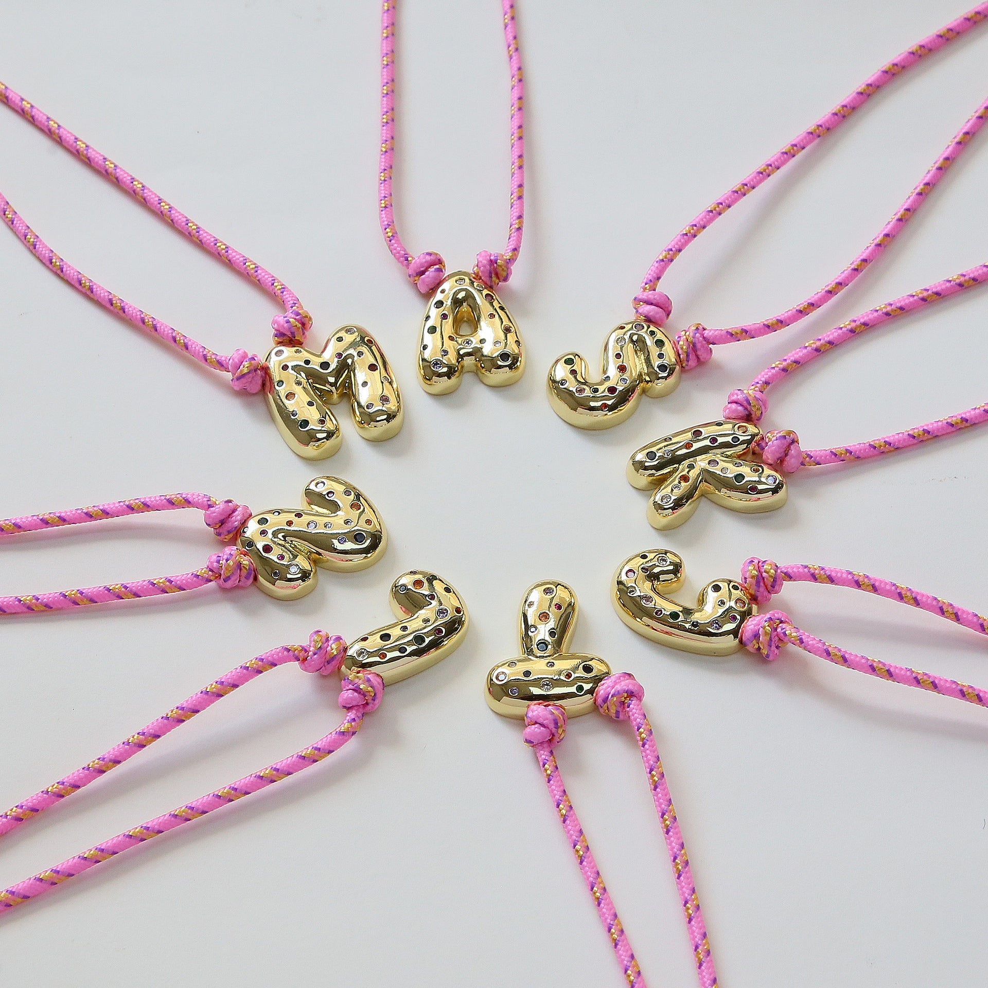 Chunky Gemstone Accented Initial Rope Necklace