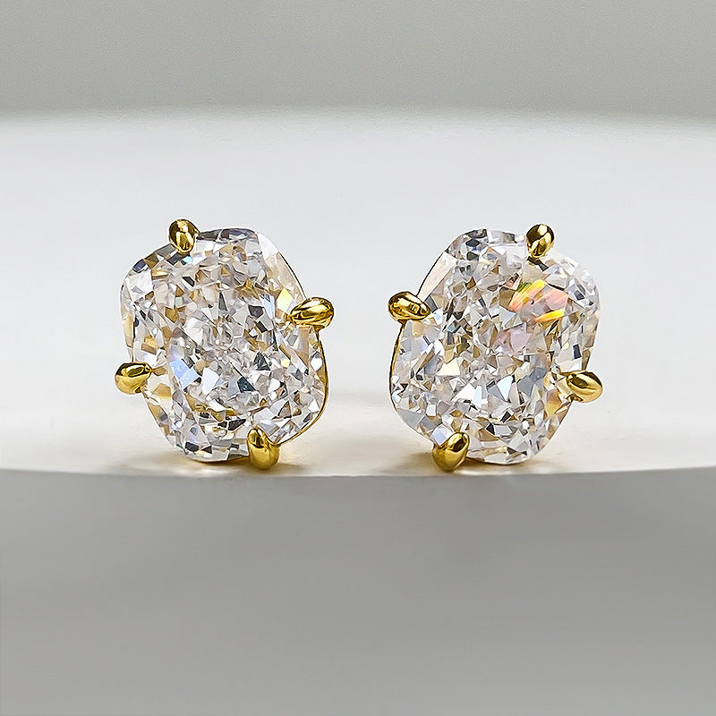 Chunky Rectangle Diamond Stud Earrings